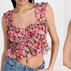 Astr Rosita Pink Floral Crop Top